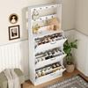 Shoe cabinet with 3 doors, shoe rack, shoe cabinet with hooks, storage for hats, bags, offers space for 15 pairs of shoes