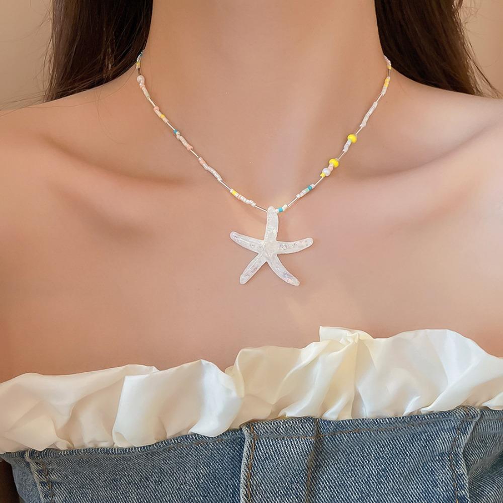 Beach Sea Series Bohemian Starfish Choker Bohemian Starfish Rice Beads Chain  Women