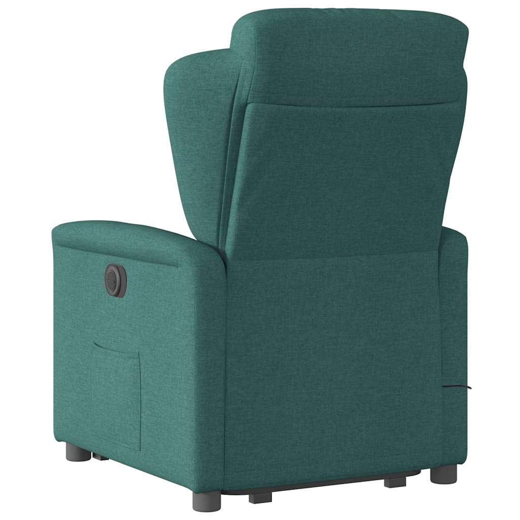 Electric Massage Recliner with Rising Assistance Dark Green Fabric