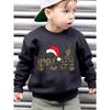 European Size Boys' Christmas Autumn/Winter Fashion -Lined Crew Neck Brushed Sweatshirt, Long Sleeves, and Cartoon Tractor Wearing a Santa Hat Print