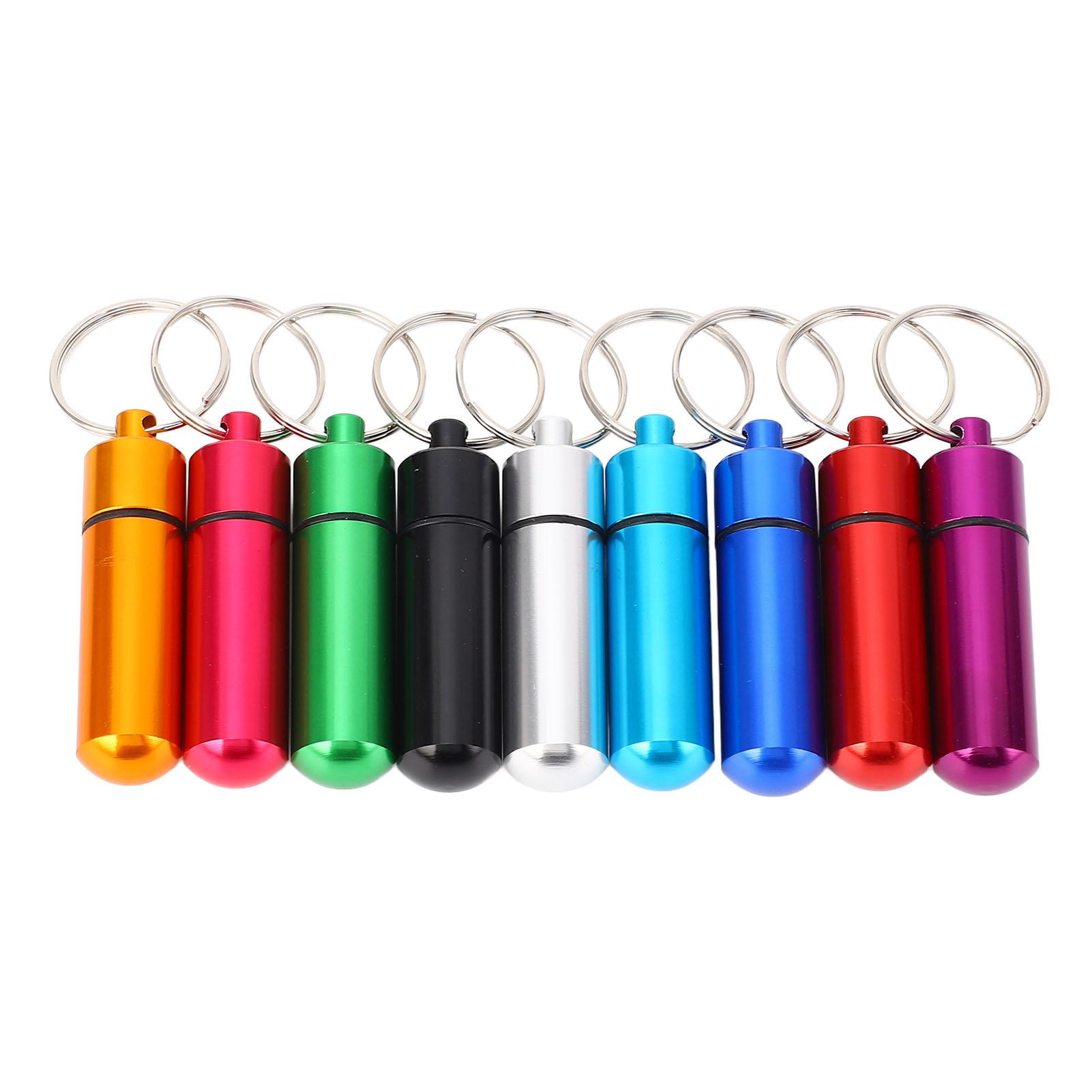 

9pcs Holder, Aluminium Box Case with Keychain, Water Proof Medicine Holder for Outdoor Storage