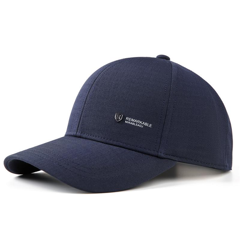 Non-Fading Spring And Autumn Hat Men'S Baseball Cap Middle-Aged And Elderly Thin Sunshade Sunscreen Four Seasons Outdoor Black Cap