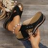 Slippers Women Leather Shoes Wedges Open Toe Casual Anti Slippery Slides Outside Beach Leaf Shaped Sandals 43 Sizes