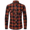 Camicia da uomo a quadri in flanella spazzolata, vestibilità slim, con doppie tasche