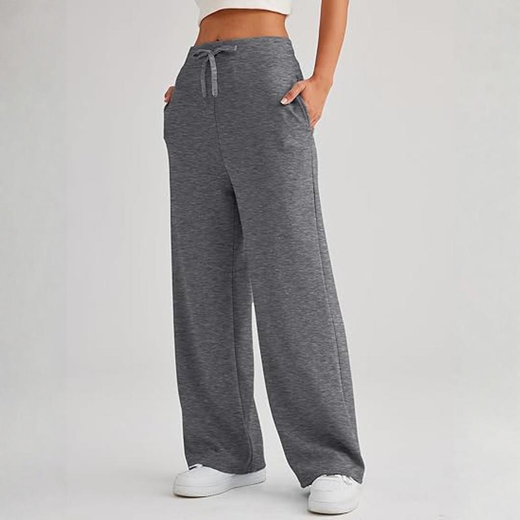 Women's Casual High- Wide-Leg Athletic Pants - Ideal For Sports & Fitness, Straight-Leg Silhouette