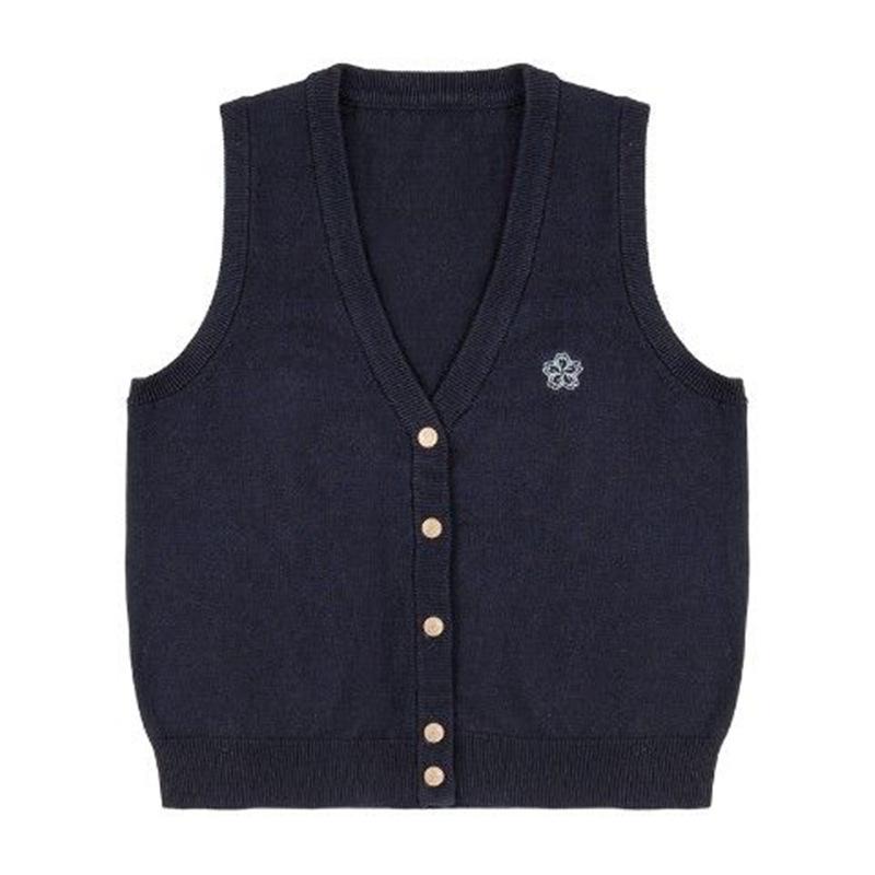 Original Takinogawa Gakuen Herbst Strick Cardigan Weste - Grauer Westenpullover für den Frühling