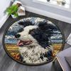 Border Collie Runder Teppich, Teppich für Wohnzimmer Schlafzimmer Sofa Spielzimmer Dekoration, Rutschfeste Bodenmatte