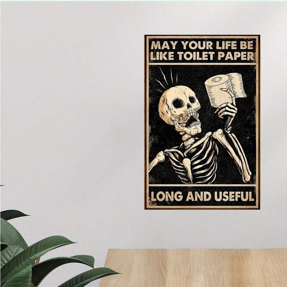 Skeleton Tin Wall Art Gothic Halloween Bathroom Decor 8x12 Inch Metal Sign 20x30 разноцветный