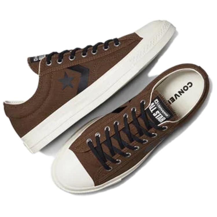 Converse Star Player 76 comfortable and versatile support low-top canvas shoes for both men and women in brown and white