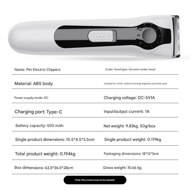 Electric Modern Simple Plastic Pet Grooming Hair Clipper 3.7V Portable Rechargeable Tool for Small Animals and Cats