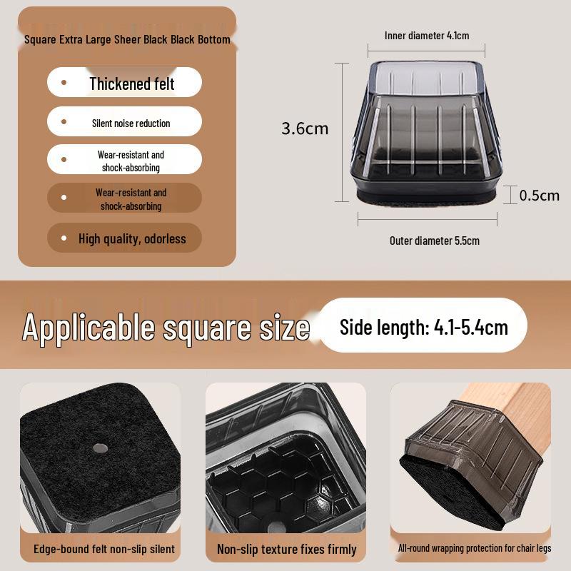 Reinforced Non-Slip Silent Chair and Table Leg Covers with Wear-Resistant Foot Pads