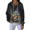 Women's Loose Comfortable Casual Fashion V-Neck Christmas Print Long Sleeve Hoodie