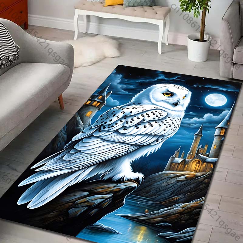 Magic Academy Owl Print Rug Carpet for Living Room Children Bedroom Mat Sofa Doormat Floor Rug Home Decor Anti Slip Mat for Gift