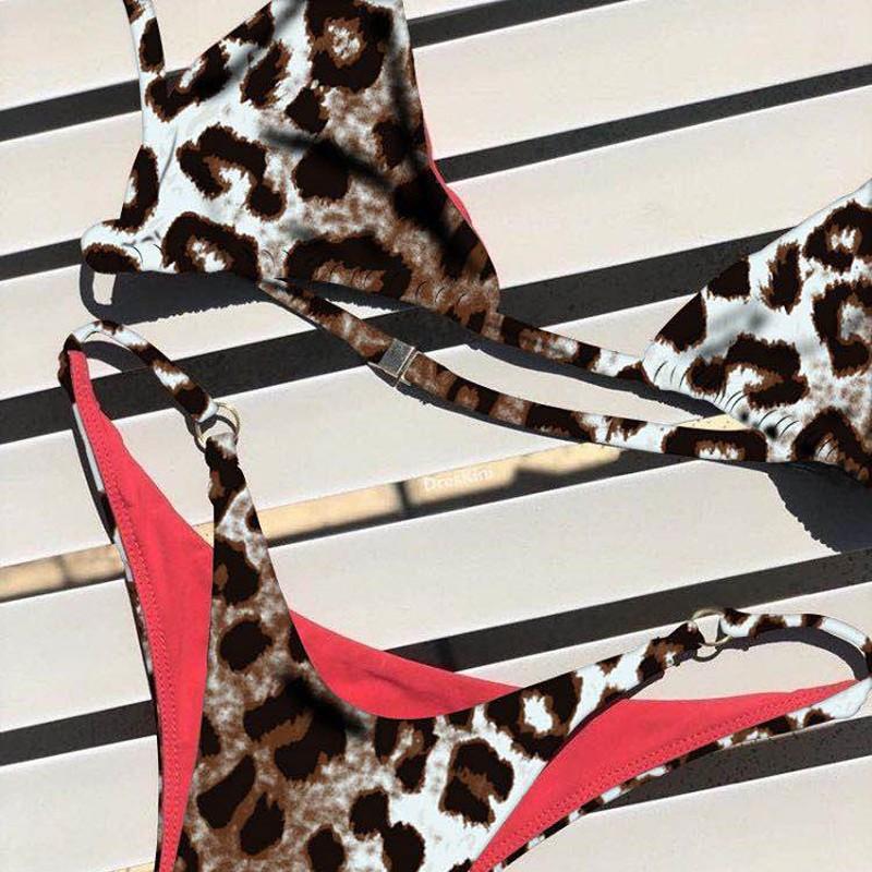 

Three-point bikini sexy leopard print swimsuit suit L