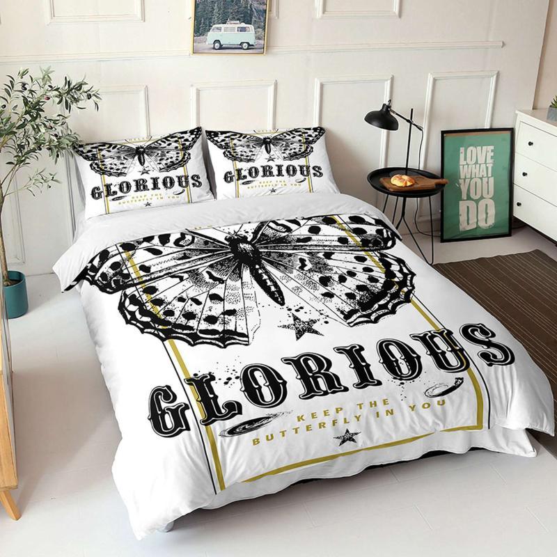 Butterfly Duvet Cover Set Queen Size Blue White Butterflies Printed Comforter Cover For Girls Kids Teens Microfiber Quilt Cover