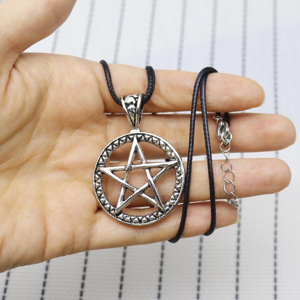 Trending Men's Alloy Hexagram Pentagram Pendant Sweater Chain - European American Style