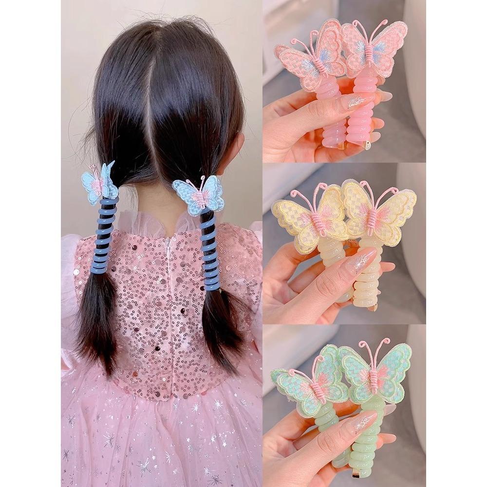 

Elastic Telephone Wire Line Butterfly Straight Hair Tie Cute Ponytail Holder Girls