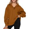 Women's Fashion Long Sleeve Solid Color V-Neck Loose Sweatshirt Top