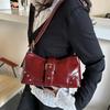 New Designer Buckle Armpit Bag Vintage Y2k Rivet Shoulder Bag Gothic Pu Leather Spicy Girl Hobo Handbag For Women