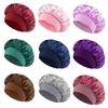 Satin-Haarhaube für Damen, zum Schlafen, Haarpflege, Seidenhauben, solide Schlafmütze mit breiter Krempe und elastischem, weichem Band