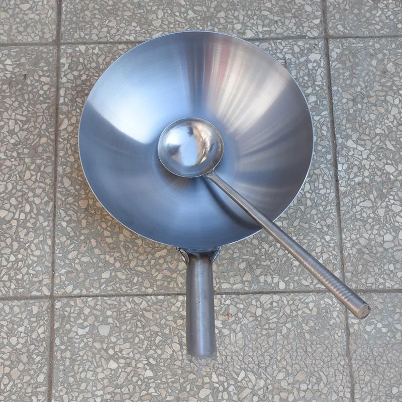 Large Uncoated Wok Pan for Gas Stove - Ideal for Commercial and Household Stir-Fry Cooking