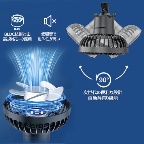 Car Fan with Automatic Oscillating Head [New for Summer] by Tomistan. Oscillating Head, 3-Level Airflow Adjustment, Dual-Fan Type, LED Light, Low Nois