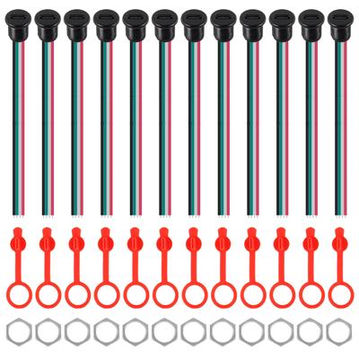 ACEIRMC Wasserdichter 2-Pin-Kabel-Typ für weibliches Chassis, USB-C Pigtail-Kabelverlängerung, Stromkabelstecker zu blankem Draht, offenes Ende, Steckverbinder-Set Typ-C USB-C 2-Pin
