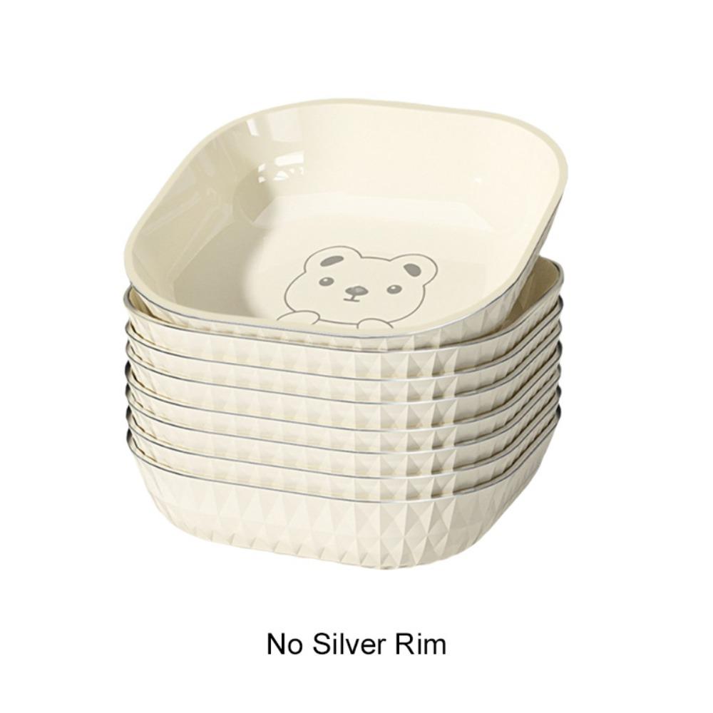 Square Cartoon Bone Spitting Plate PP Snack Dish Food Grade Food Plate Dining Table Style C