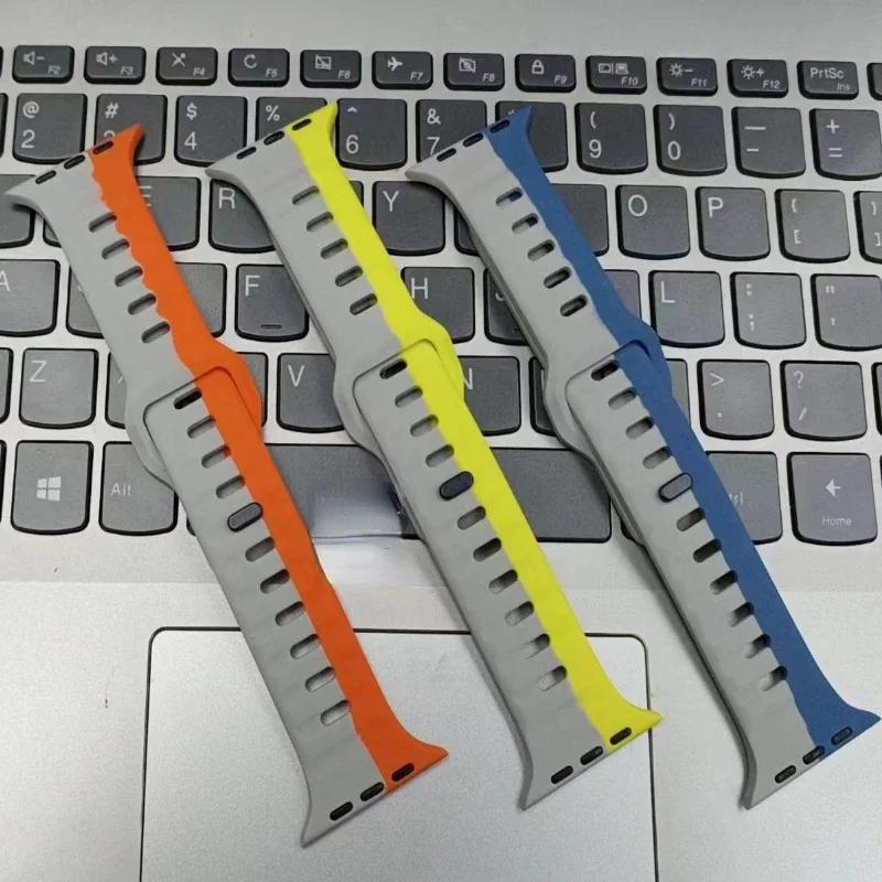 Soft Silicone Strap For Apple Watch Ultra 3/2 Band 49mm Serise 9 8 7 45mm 41mm Sport Bracelet Wristband iWatch 11 10 46mm 42mm