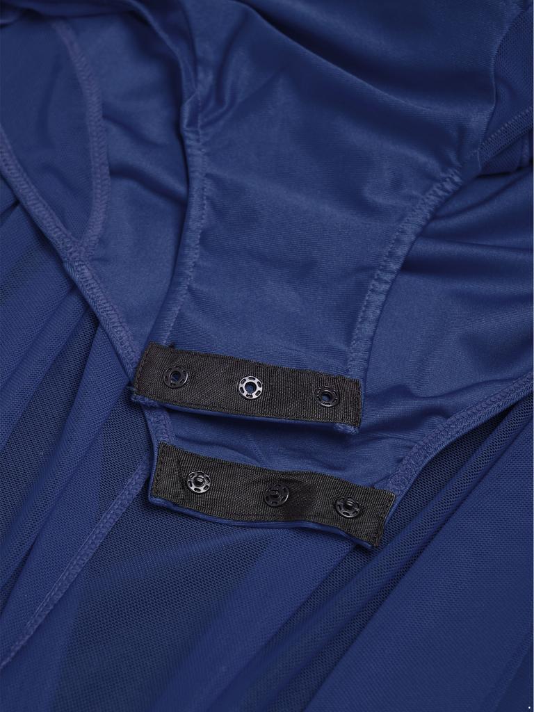 Flickors Moderna Lyrical Dansklänning Rund Hals Utskärningar Sidor Sprund Genomskinligt Nät Asymmetrisk Fåll Lapptäcke Danskläder