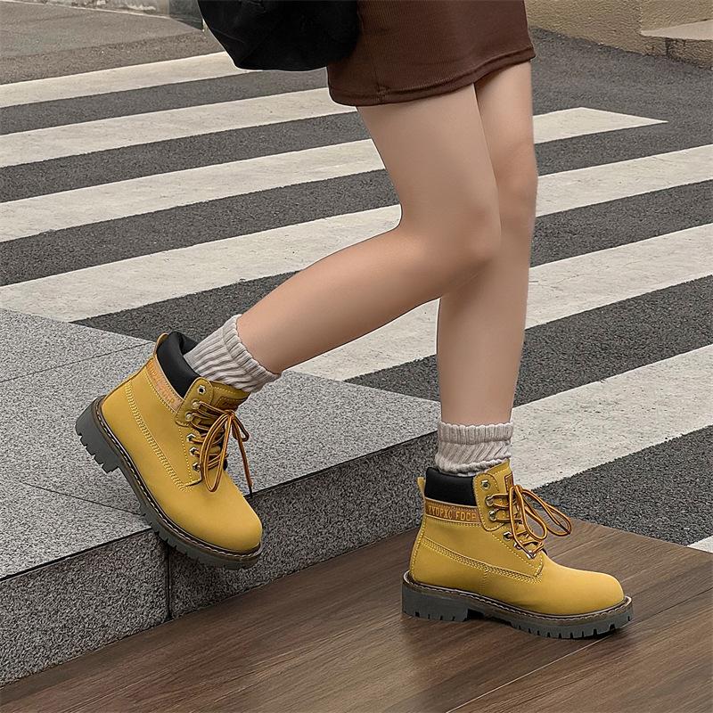 Fleece Martin boots men's and women's trendy rhubarb boots thick-soled casual fleece couple boots 14716-24716-J