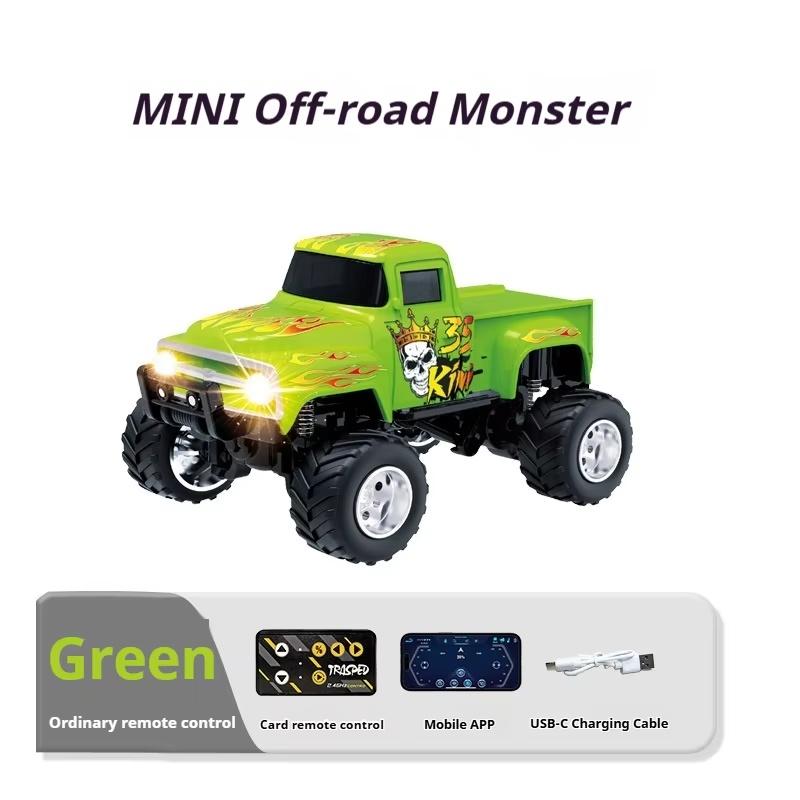 

1/64 Rc Car Mini Little Monster 2.4Ghz Remote Control Cars with Cool Spray Painting Pattern Rc Off-road Vehicle Children’s Toys зелёный