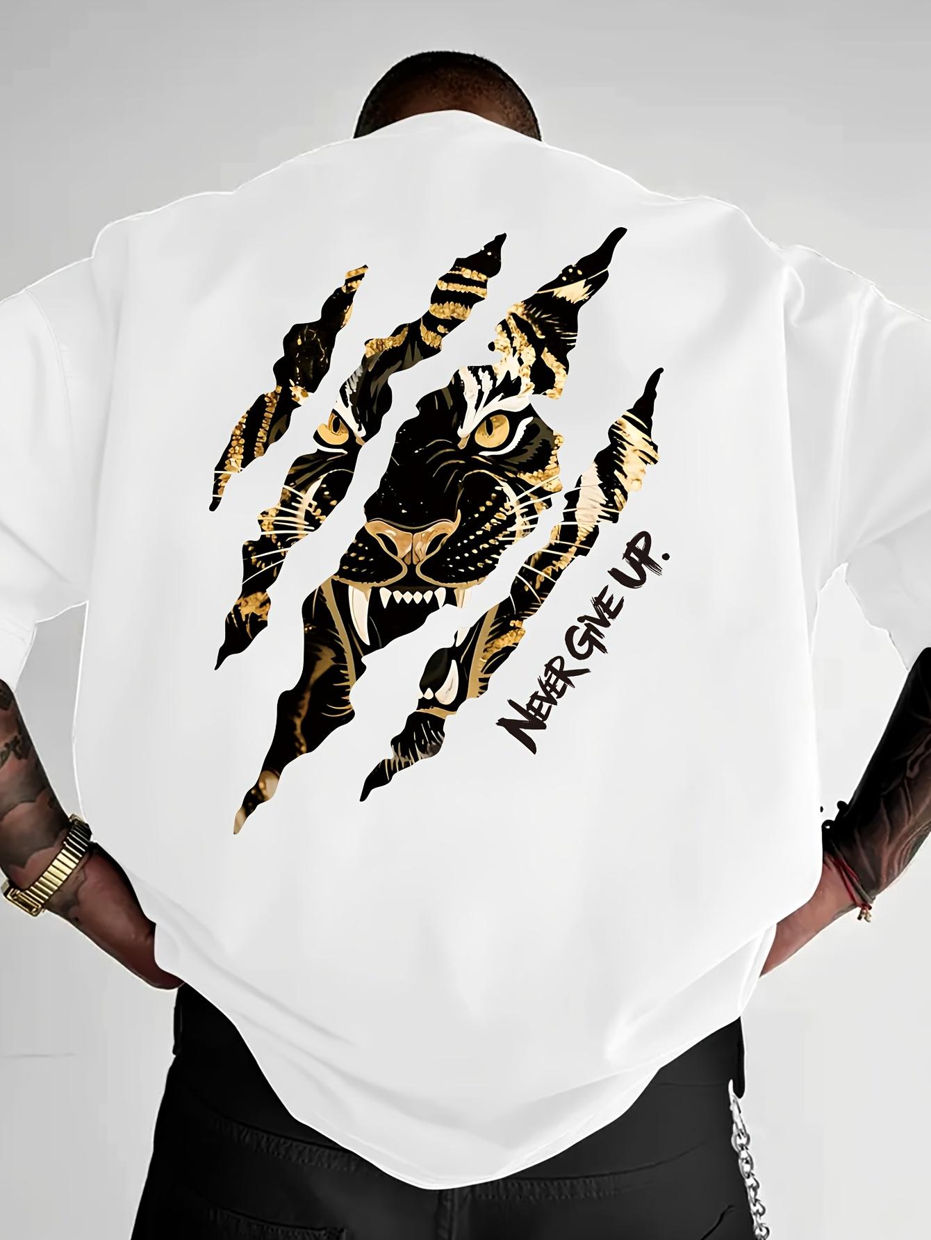 

Mens tiger print Tshirt made of 100 cotton suitable for summer and autumn casual and fashionable loose streetwear 3XL