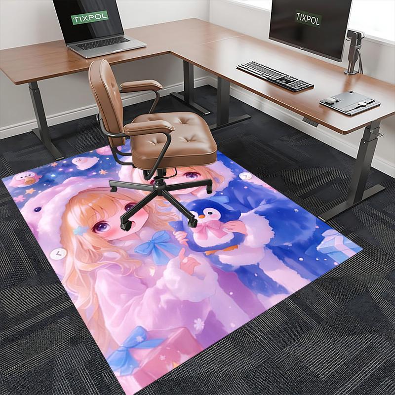 1pc Anime Penguin Chair Mat Cute Office Rug, Non Slip Carpet for Desk, Festive Gift Idea, Suitable for Home Decor, Living Room, Bedroom