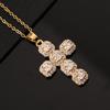 Fashion Classic Gold Plated Cross Necklace for Women European and American Charm Micro Stone Stainless Steel Pendant Jewelry