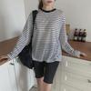 New Arrivals Open Run Women Loose FiT STripe Sheer T shirT