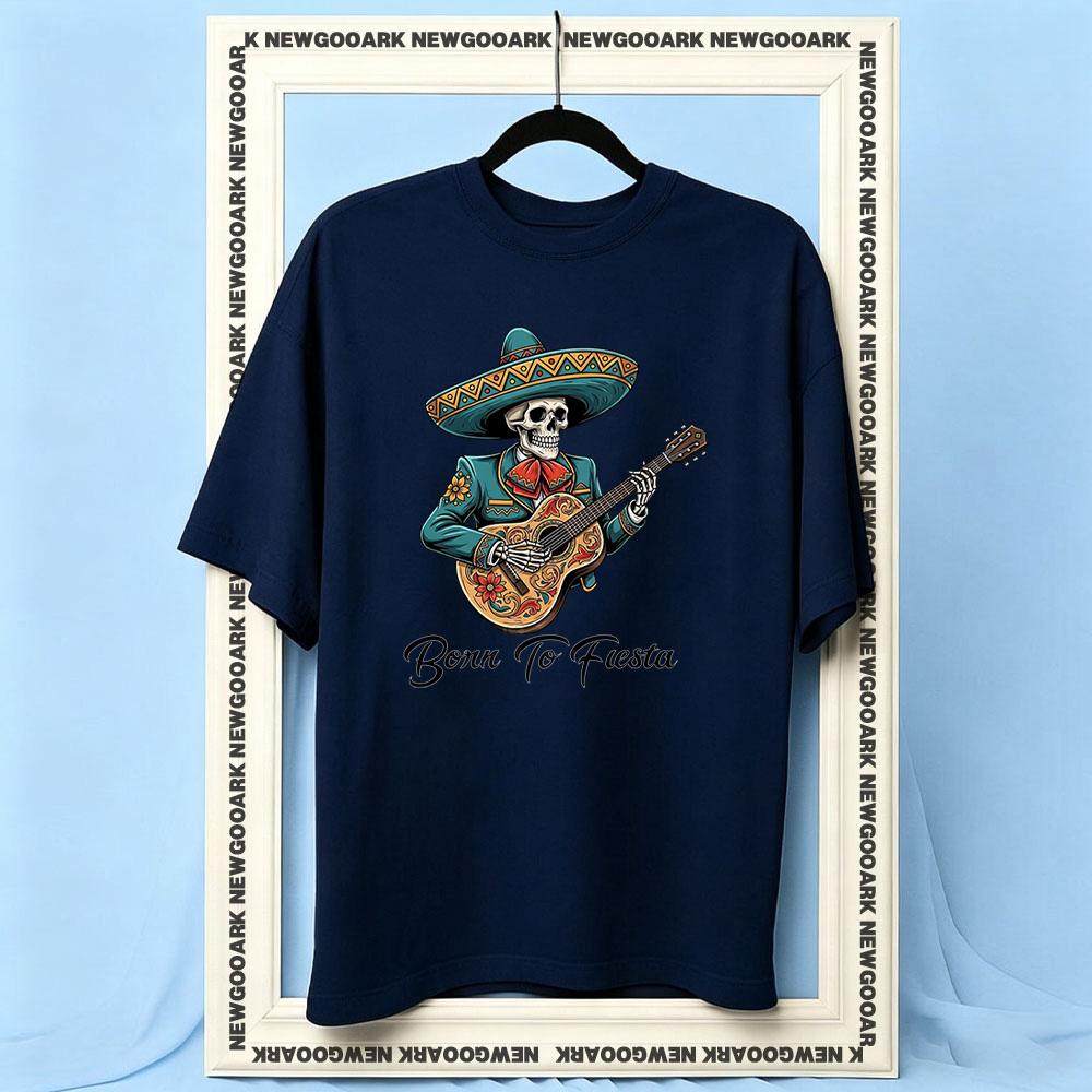 Cinco De Drinko Cinco De Mayo Mexican Skull Guitar Mariachi Skeleton Women Unisex Casual cotton printed t shirts Adult Oneck S