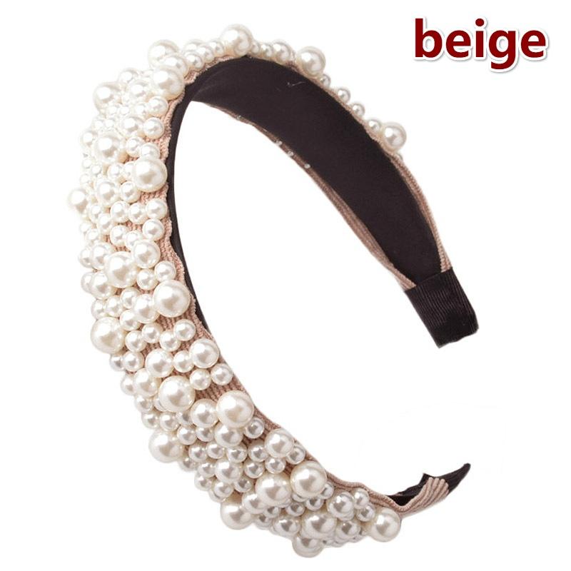 New Winter Women Fashion Pearl Rhinestone Headband Velvet Padded Hair Band Luxury Headwear Ladies Ha