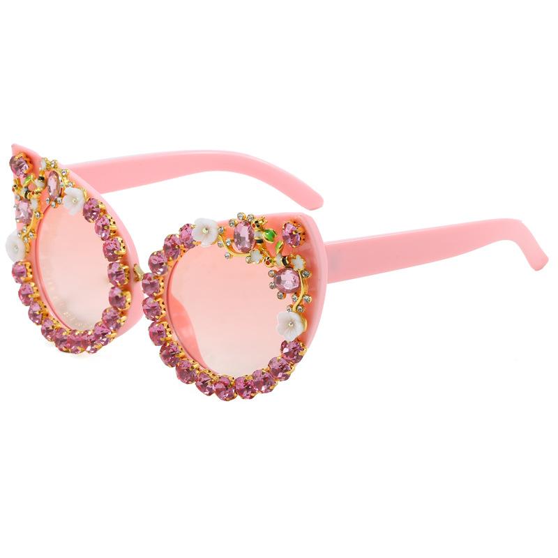 New personalized exaggerated handmade diamond sunglasses, European and American fashion B cat eye party glasses trendy sunglasses