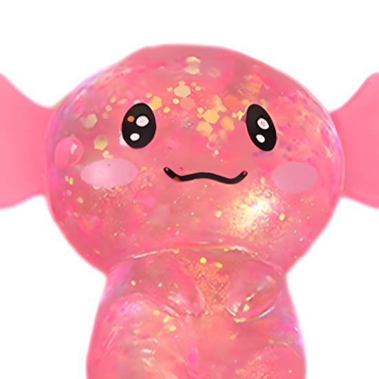 Glitzernder Axolotl Langsam Aufgehendes Knetspielzeug Weiches TPR Fidget zur Stressbewältigung Niedliches Salamanderförmiges Dekompressions-Gadget für Kinder Erwachsene