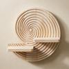 Solid Wood Shelf Coastal Wooden Wall Boho Floating Shelves with Dual Display Ledges Decorative Conch Shaped Organizer for Bedroom Bathroom Living Room