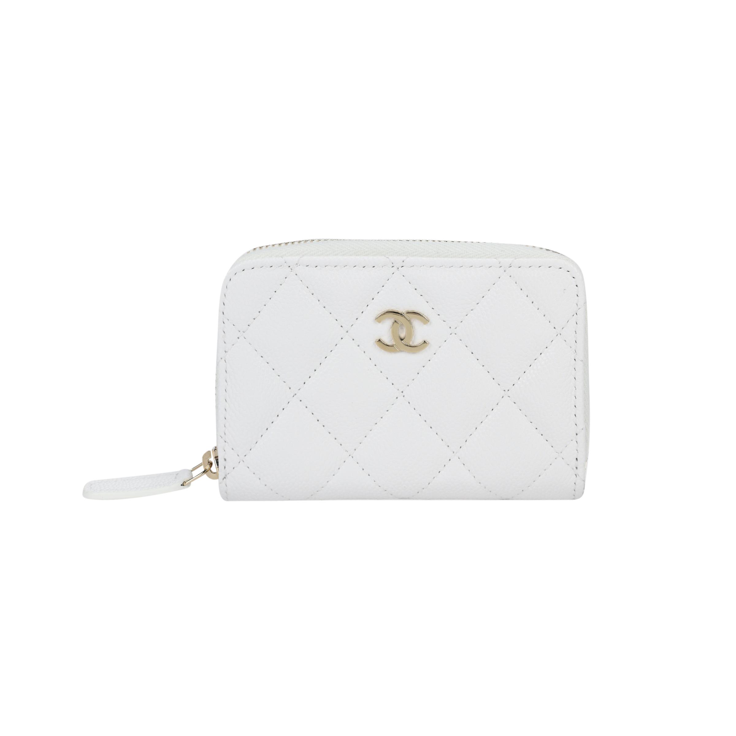 

Chanel 25C Classic Zipper Double C Logo Quilted Glossy Grain Calfskin Wallet Women wallet White AP0216-B10583-10601 Box(Basic Set+Box)