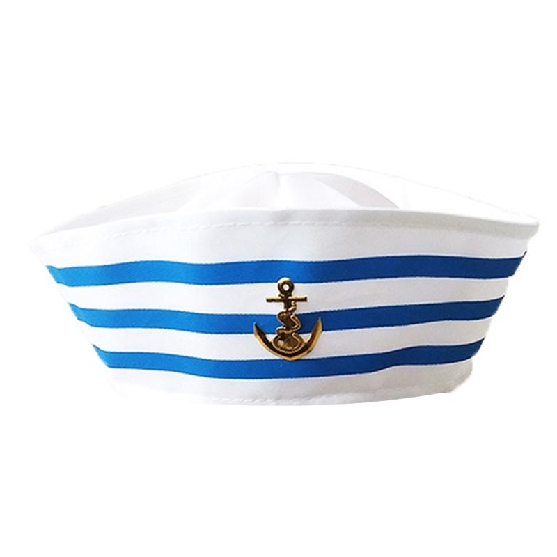 Fashion White Captain Sailor Hat Fancy Cosplay Hat Marine Captain Cap Military Hat for Travel Beach Dance Bar Cosplay