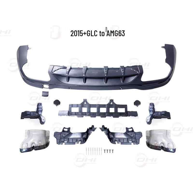 Compatible Rear Lip Tailpipe Dual Exhaust for 15-22 Mercedes-Benz GLC AMG GLC43/63