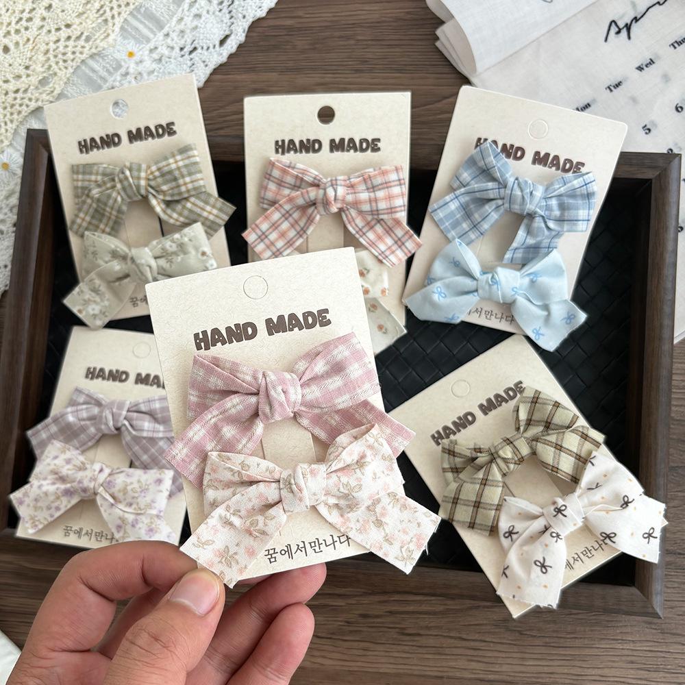 Children's Floral Bow Plaid Hair Clip