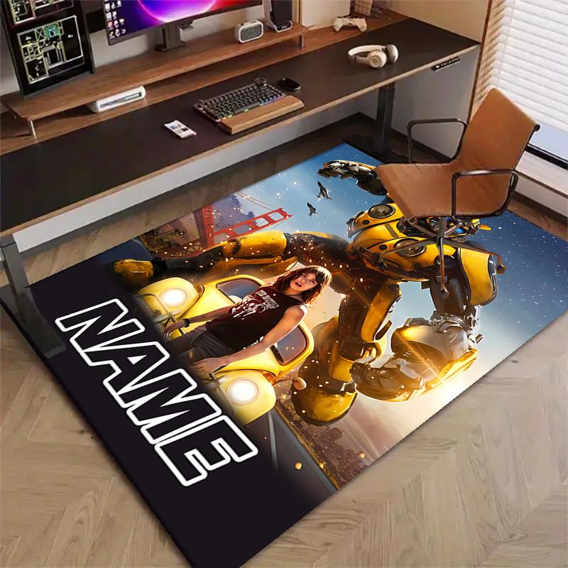 Custom Bumblebee Mat Personalized Name, Polyester Washable Indoor Entryway Rug, Gift for Christmas, Easter, Thanksgiving Day