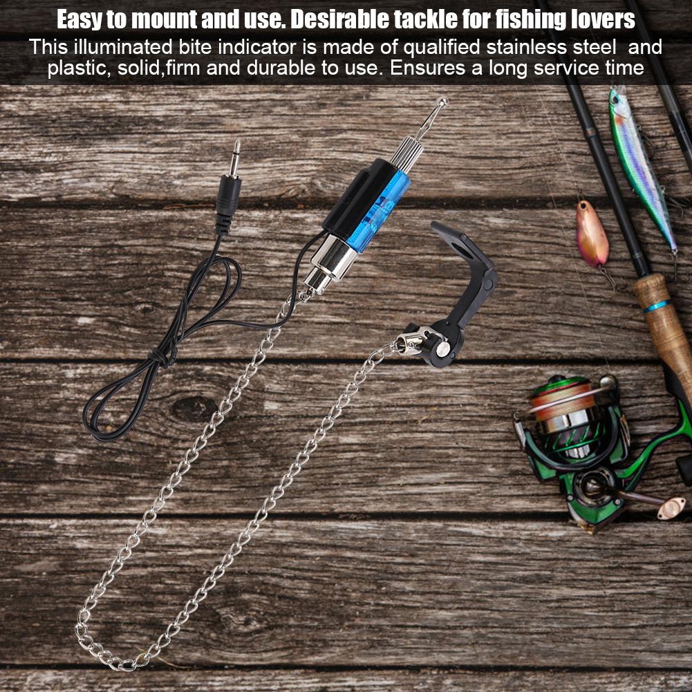 Fish Bite Alarm LED Illuminated Indicators Chain Hanger Fishing Tool Tackle Accessory Blue