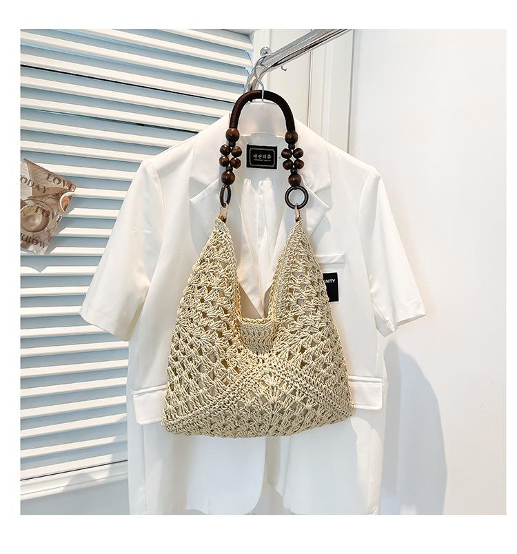Large Capacity Woven Bag Women's 2025 New Summer Seaside Vacation Straw Bag Sweet Commuter Shoulder Tote Bag