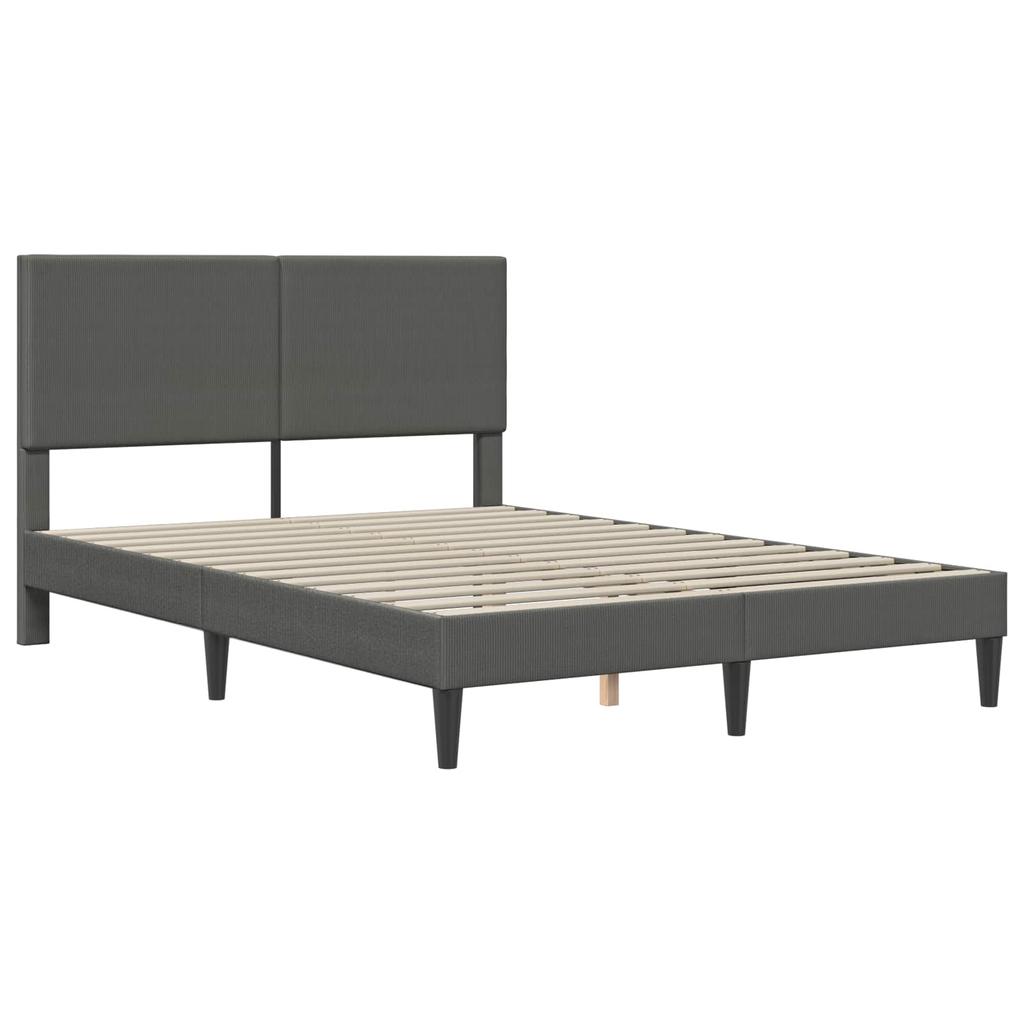 Bed Frame with Headboard Dark Grey 120 x 190 cm Cord Fabric