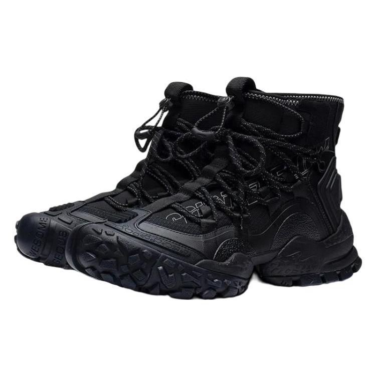 Li Ning Textile, TPU Slip Resistant Abrasion Resistant High Top Sports Casual Shoes Men's Black AGLS153-2